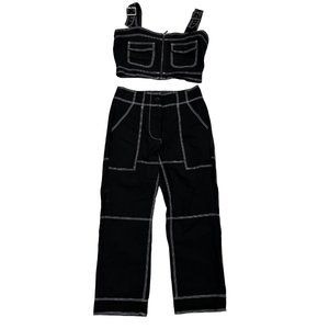 Nicole Miller Y2K Grunge 2 Piece Set Crop Top Size Large and Pants Size Small